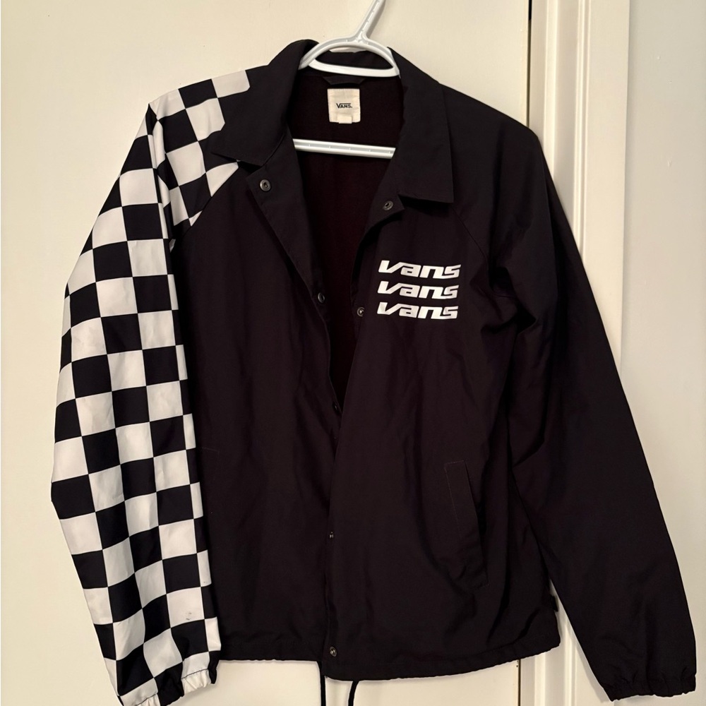 Vans Men's Black and White Checkered Windbreaker